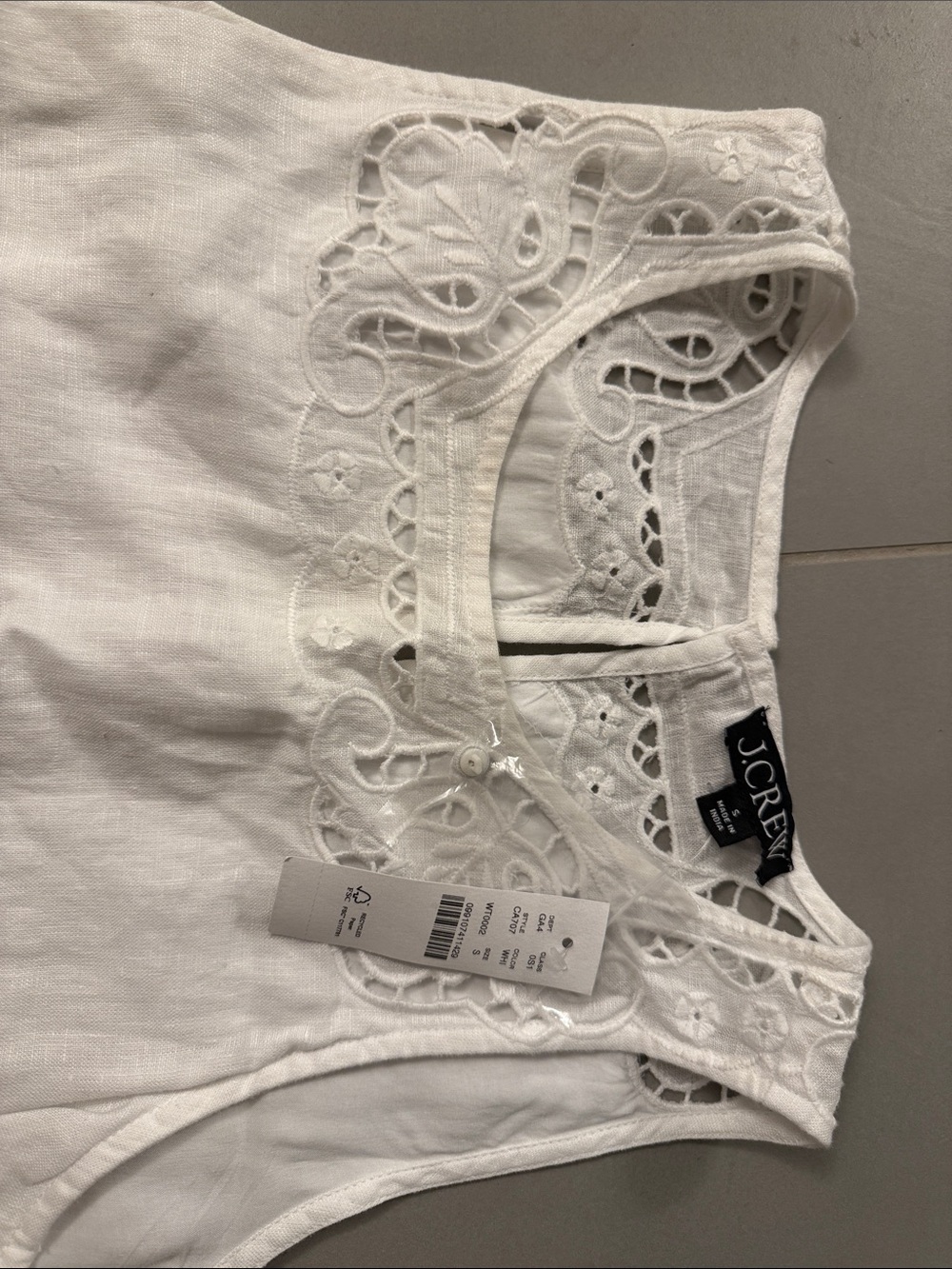 J crew brand new White Sleeveless Linen Dress with Lace - Picture 3 of 3